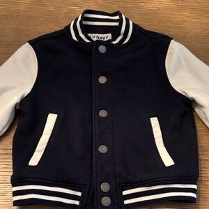 Old Navy Kids Navy and White Varsity Jacket